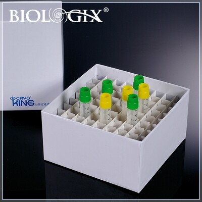 CryoKING Premium Cardboard Freezer Boxes-3in (100-Well, 81-Well,  White, Plastic Coating)