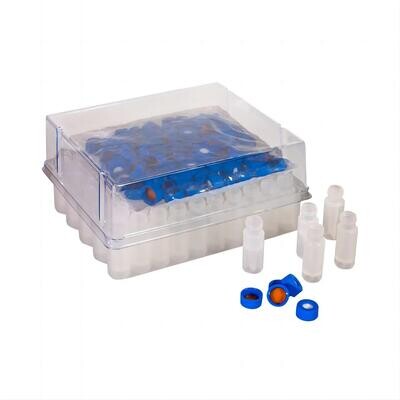 HPLC Chromatography Vails (2mL, Clear Plastic) & Inserts (Fixed) & Caps Kit, 100/PK
