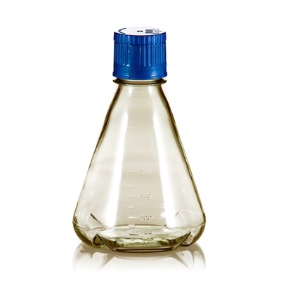 500ml Autoclavable PC Erlenmeyer Culture Flask, Baffled/ Flat Base, 12/Tray, 48/Case