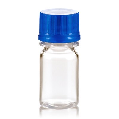 5ml Autoclavable PC Vial, Clear, Round, PP Cap, 100/Tray, 1600/Case