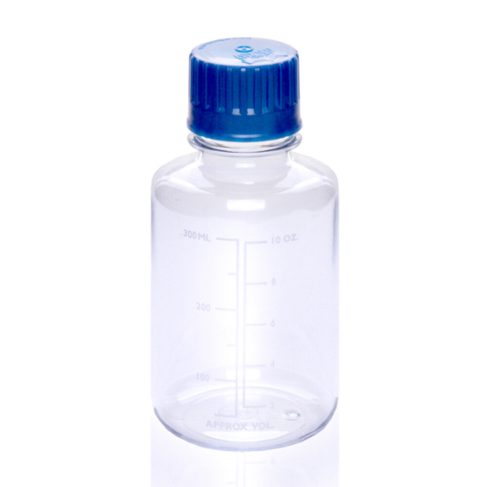 300ml Autoclavable PC Regent Bottle, Clear, Narrow Mouth, Round,  24/Tray, 96/Case