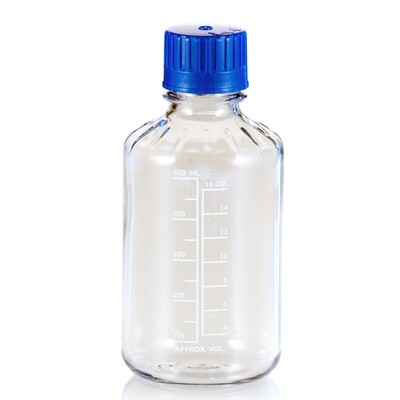 500ml Autoclavable PC Bottle, Clear, Narrow Mouth, Round, 12/Tray, 72/Case