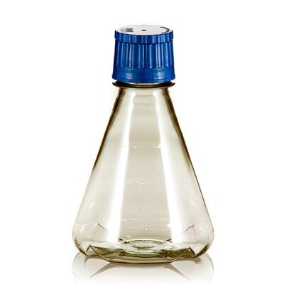 1000ml Autoclavable PC Erlenmeyer Culture Flask, Baffled / Flat Base, 6/Tray, 24/Case