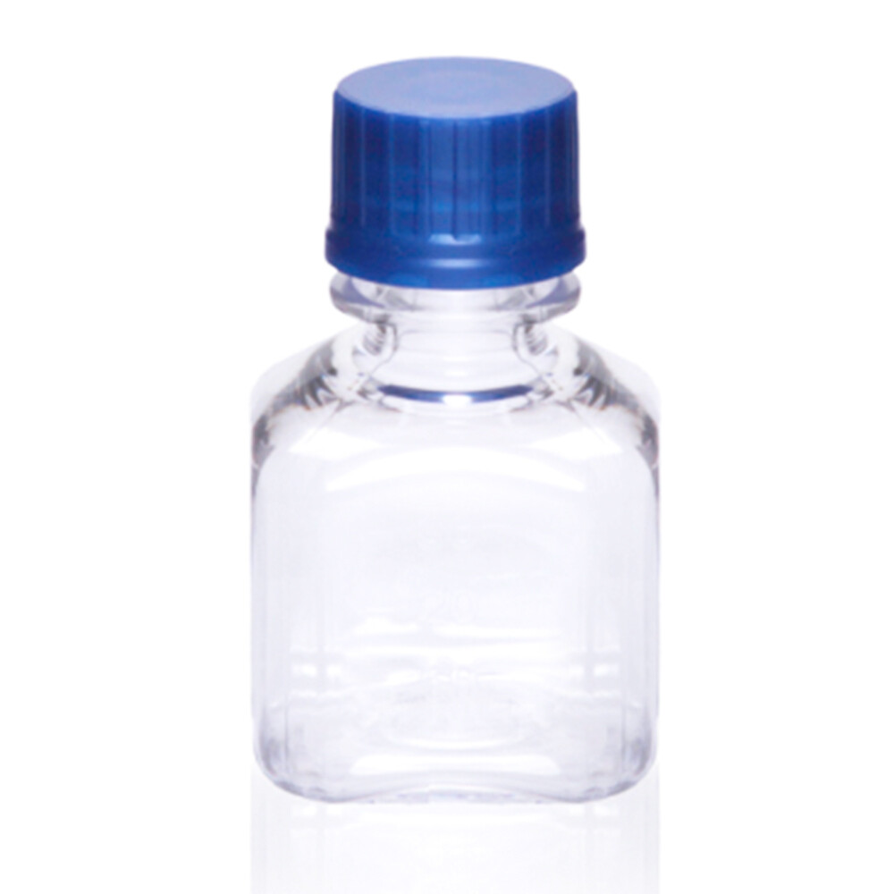30ml Autoclavable PC Bottle, With Regular PP Cap, Clear, Narrow Mouth, Square, 24/Tray, 288/Case