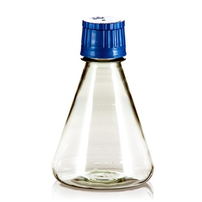 1000ml Autoclavable PC Erlenmeyer Culture Flask,  Baffled / Flat Base, 6/Tray, 24/Case
