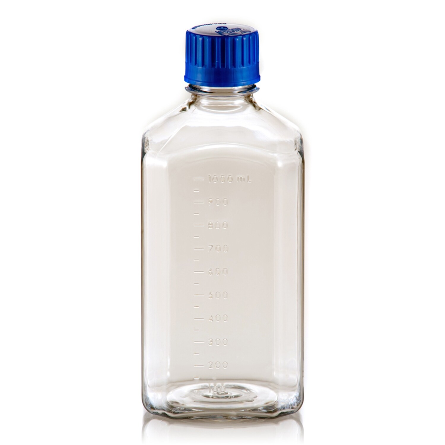 Autoclavable PC Bottle for Laboratory, Clear, Narrow Mouth, Square, 1000ml, 12/Pack, 48/Case