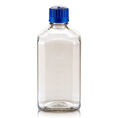 1000ml PETG media bottle, Standard Seal Cap, Sterile, 12/Pack, 48/Case