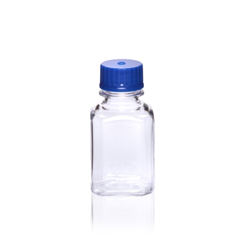 Nalgene™ PETG Square Media Bottles Without Closure: Sterile, Shrink-Wrapped Trays