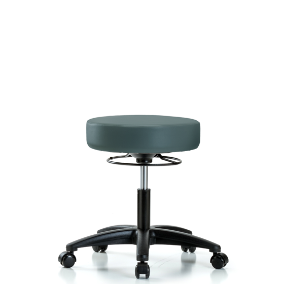 Vinyl Stool without Back - Desk Height with Casters in Colonial Blue Trailblazer™ Vinyl