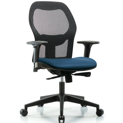 Executive Windova Mesh Back Chair with Standard Adjustable Arms, Marine Blue Supernova™ Seat, & Casters