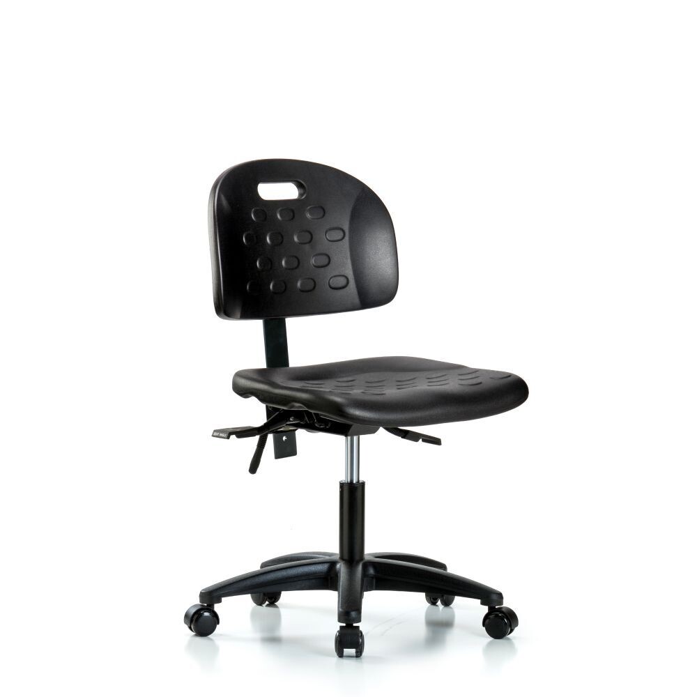 Newport Industrial Polyurethane Chair - Desk Height with Casters in Black Polyurethane