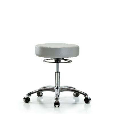 Vinyl Stool without Back Chrome - Desk Height with Casters in Dove Trailblazer™ Vinyl