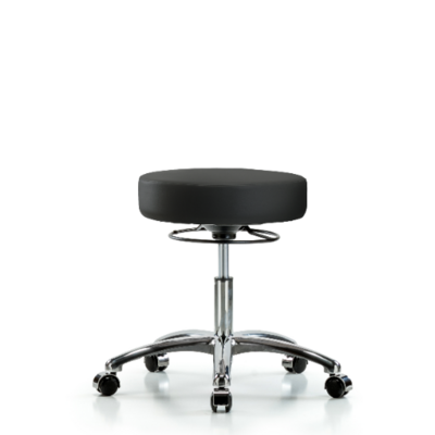 Vinyl Stool without Back Chrome - Desk Height with Casters in Black Trailblazer™ Vinyl