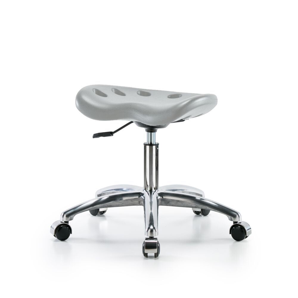 Polyurethane Tractor Stool Chrome - Desk Height with Chrome Casters in Gray Polyurethane