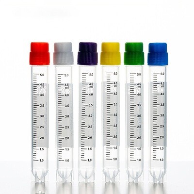 Cryogenic Vials with Side Bardcode-2.0 5.0 ml vials External, 25/Bag, 500/Pack, 1000/Case