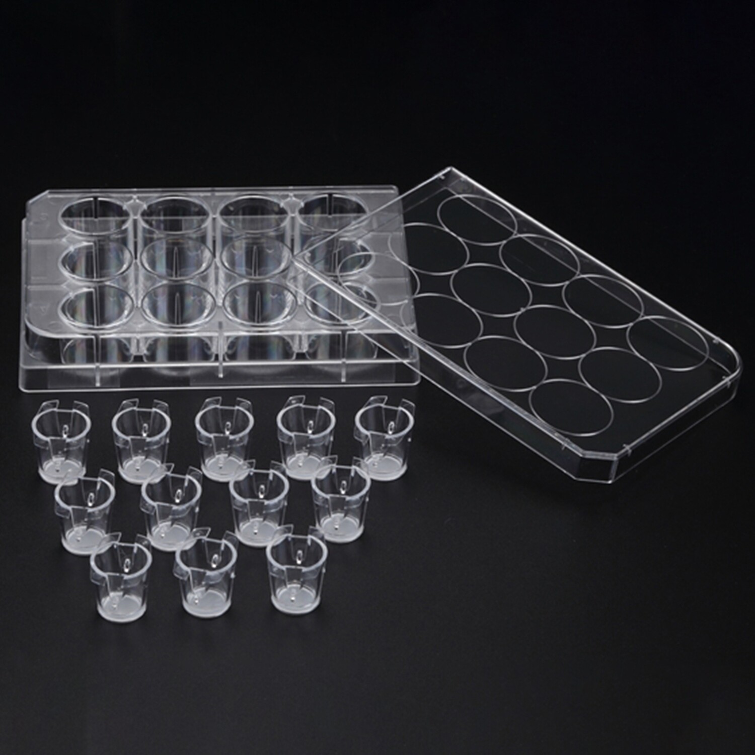 Biologix Insert™ Hanging, 12 Cell Culture Inserts+ 12 well plate, PC Membrance, 3/8μm, Transparent, Sterile, 12 Inserts/Pack, 48 Inserts/Case