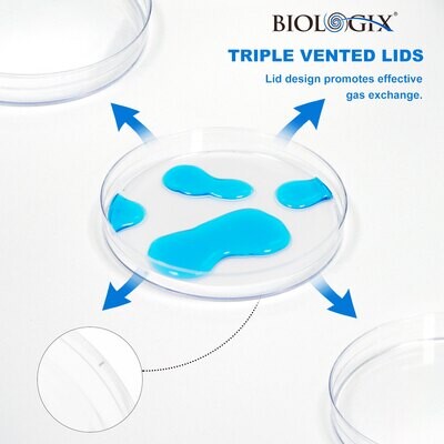 Biologix Plastic Petri Dishes with Lids, Sterile Petri Dish for Lab Analysis, 10/Bag, 500/Case