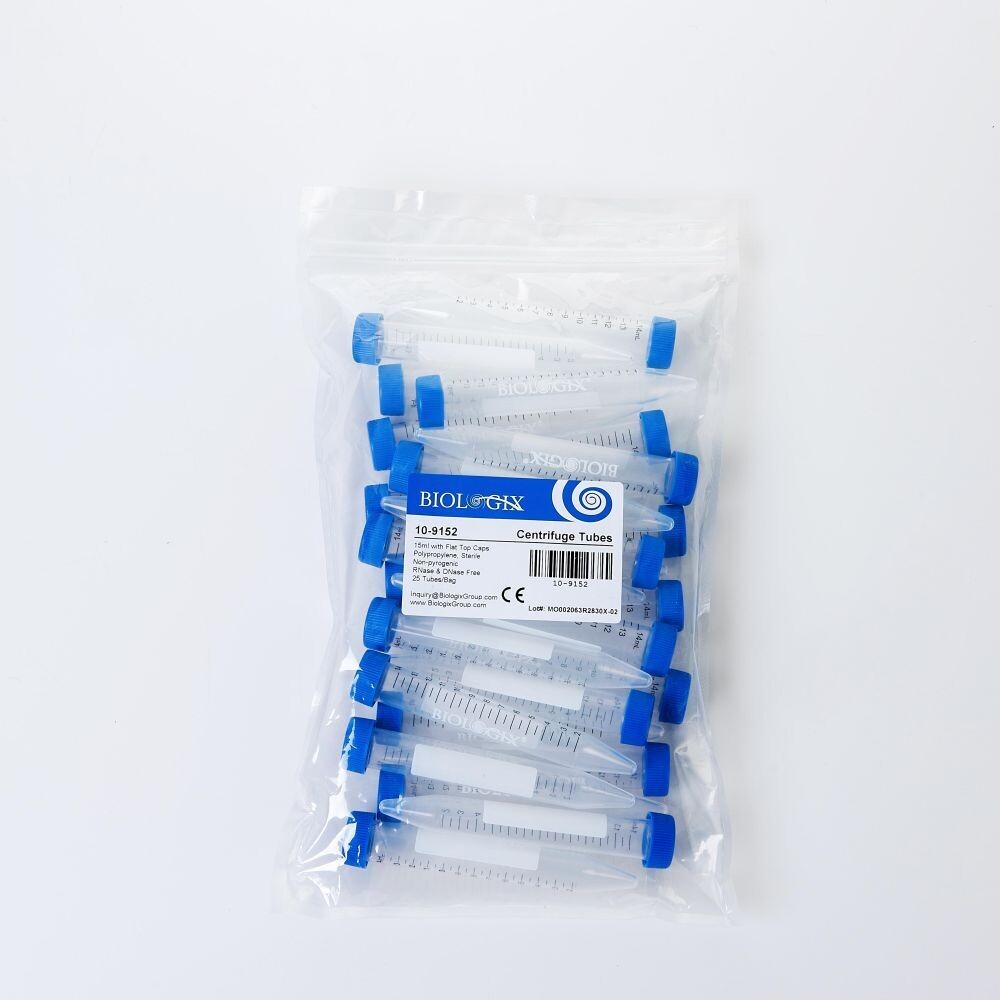 Biologix 15ml Conical Bottom Centrifuge Tubes With Screw Caps, 500/Case