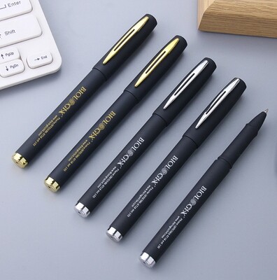 Carbon black pen with logo, 1 Piece/Bag