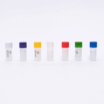 Cryogenic Vials- 0.5mL tubes, External Thread, without bottom barcode, 25/Bag, 500/Pack, 1000/Case