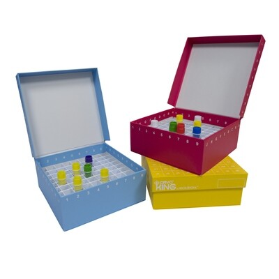 CryoKing Cryovial Box, 2in 81-Well ID-Color Cardboard Freezer Boxes, Assorted Color, 5Pcs/Pack, 20Pcs/Case