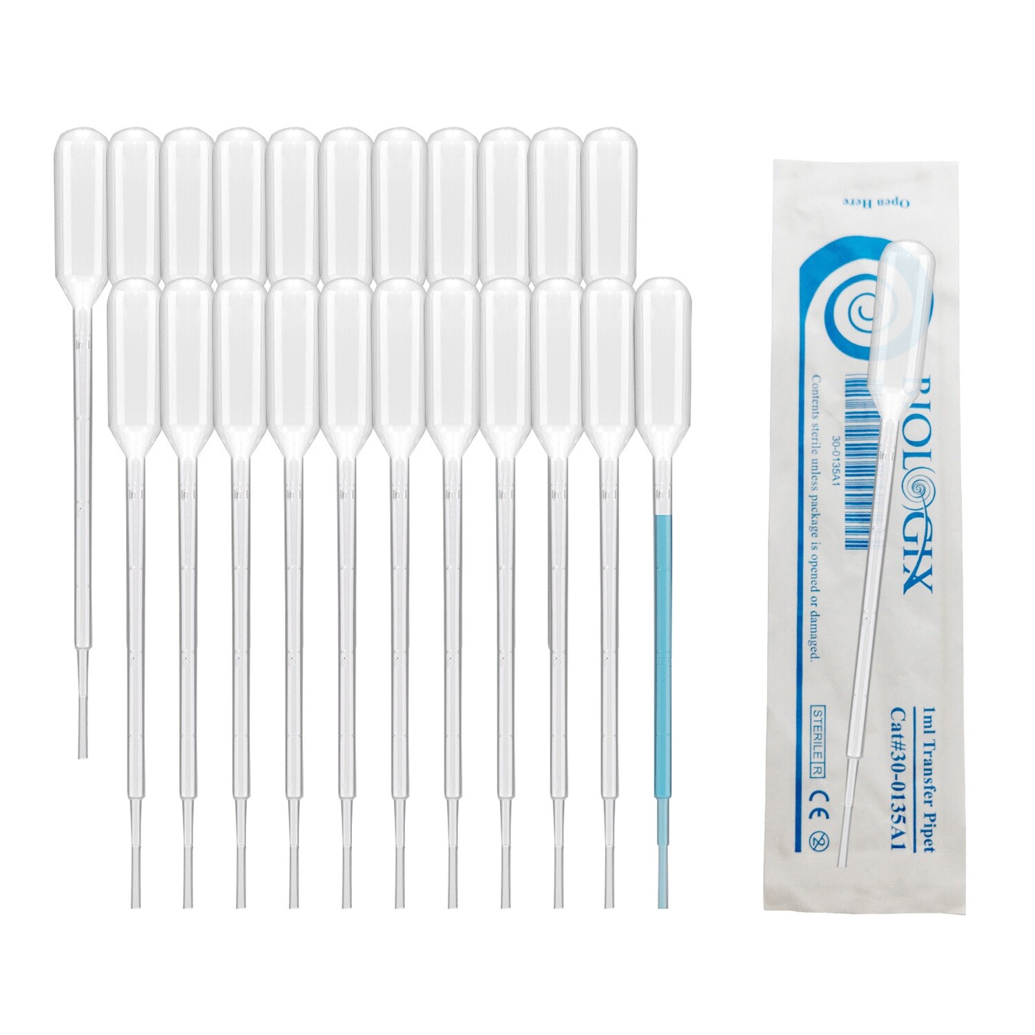 Biologix 1ml 3ml Transfer Pipettes, Individually Wrapped, 500/Pack, 2000/Case