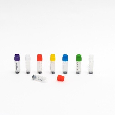 Cryogenic Vials Side & Bottom Barcoded-2.0ml, External Thread, 25 Sets/Bag, 20 Bags/Pack, 2 Packs/Case