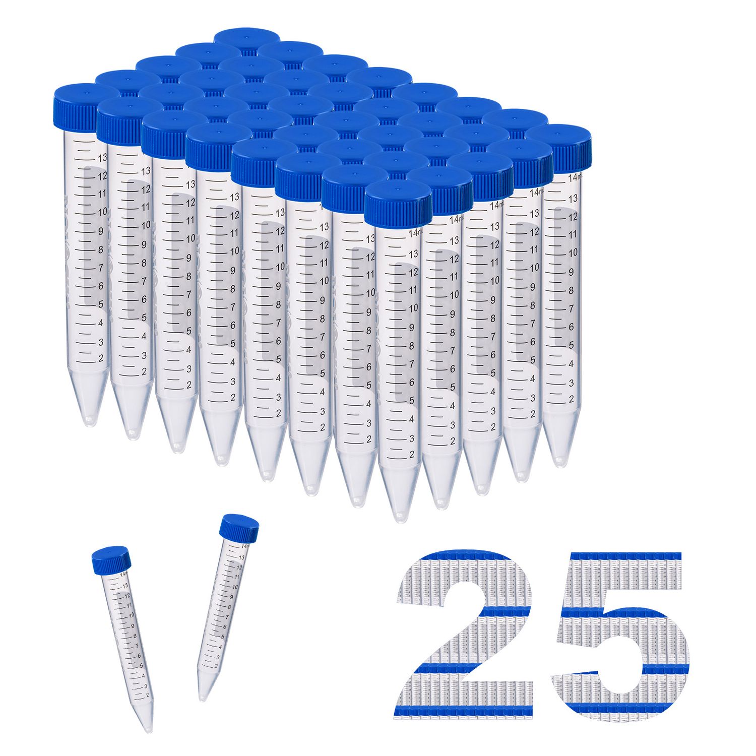 Biologix® 15ml Conical Bottom Centrifuge Tubes With Screw Caps, Sterile, 500/Case, Package: Bulk (25/Bag), Caps: Flat Top