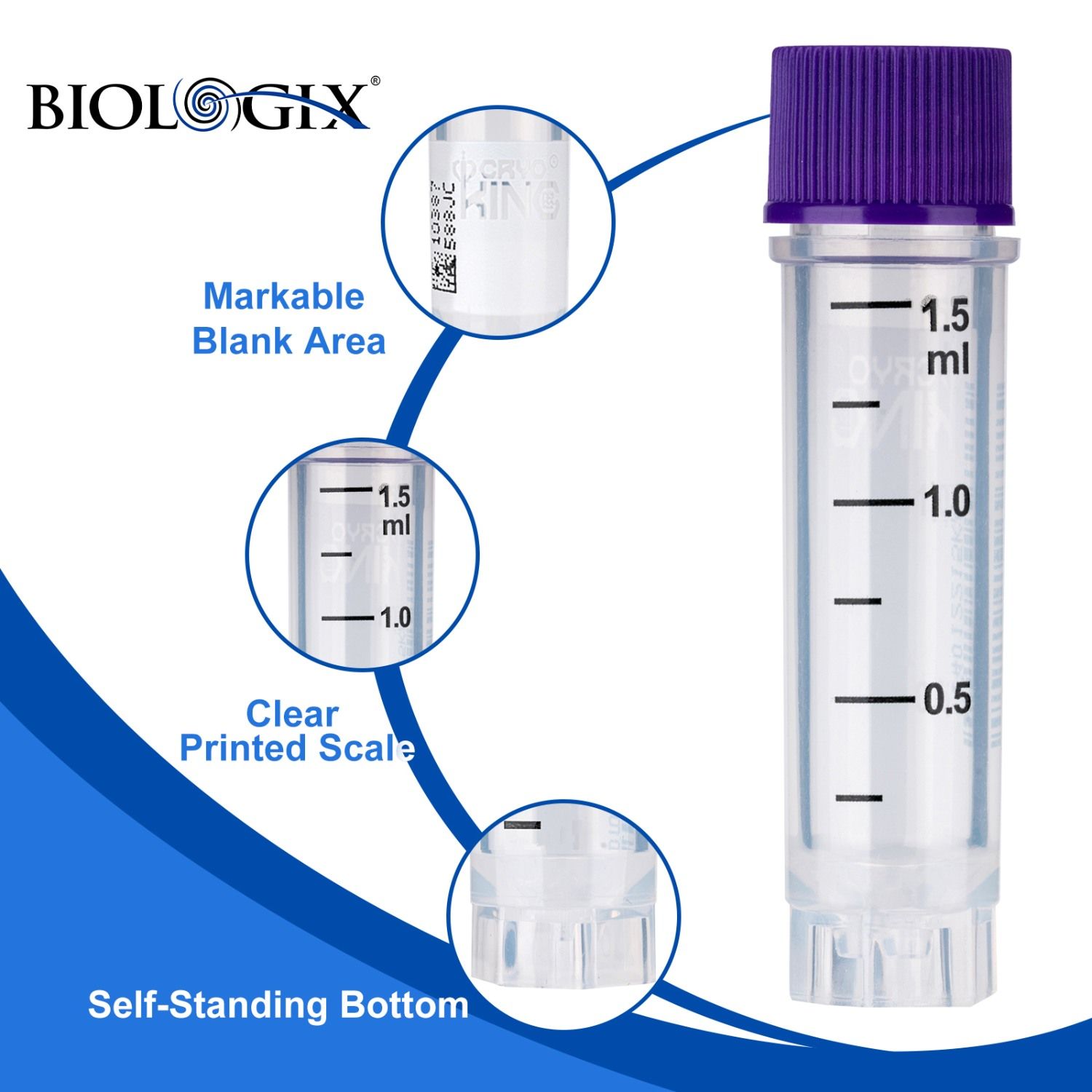 1.5ml Cryogenic Vials | External Thread | Side-Code | CryoKING®