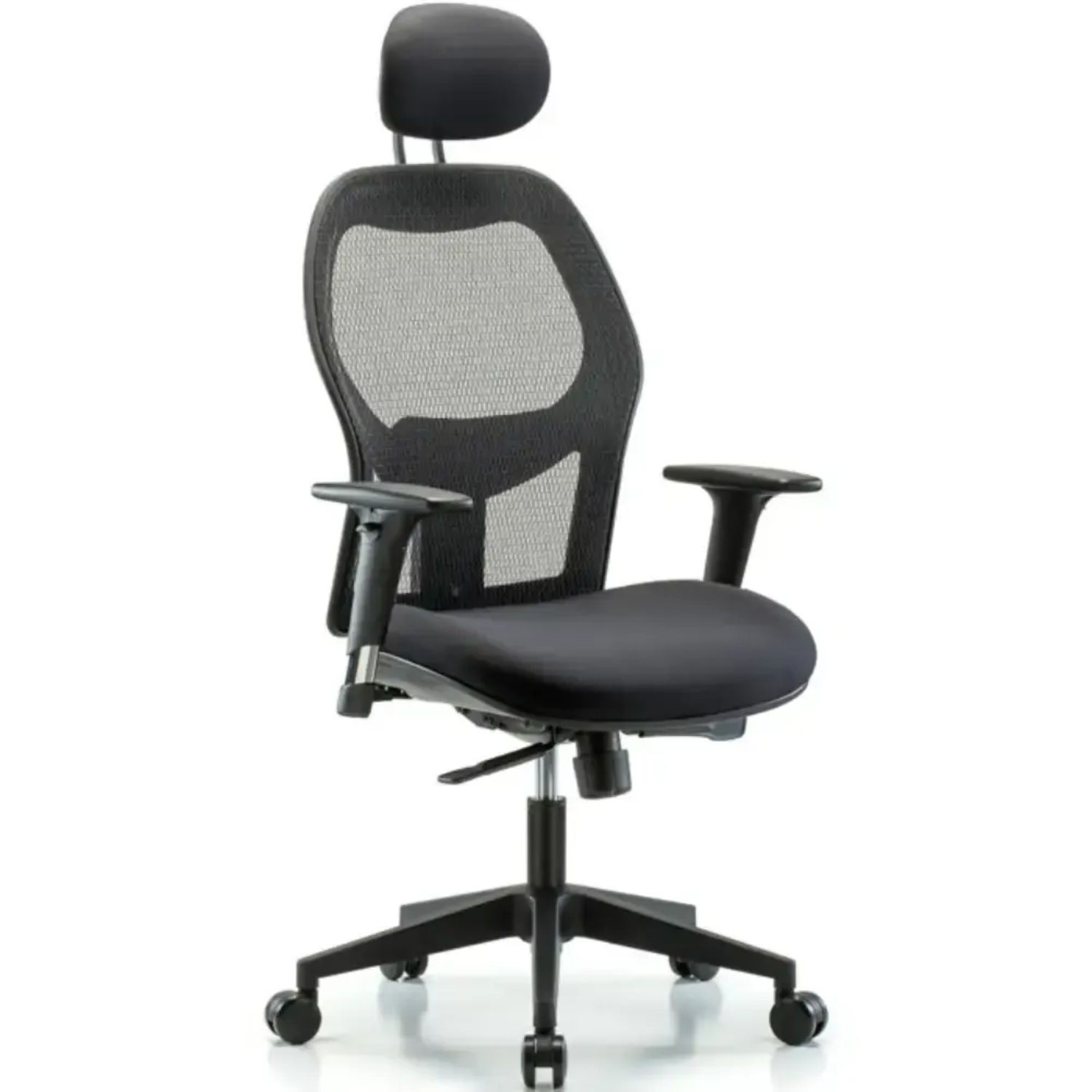 Executive Windrowe Mesh Back Chair with Head Rest, Standard Adjustable Arms, &amp; Casters