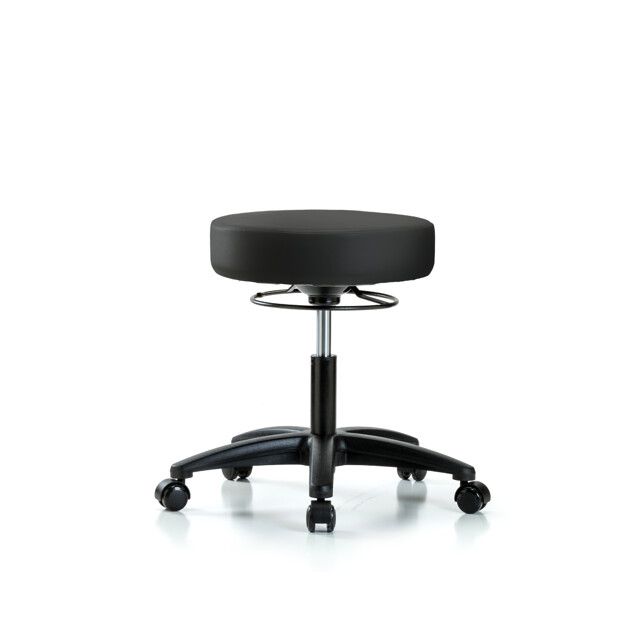 Vinyl Stool without Back - Desk Height with Casters in Black Trailblazer Vinyl