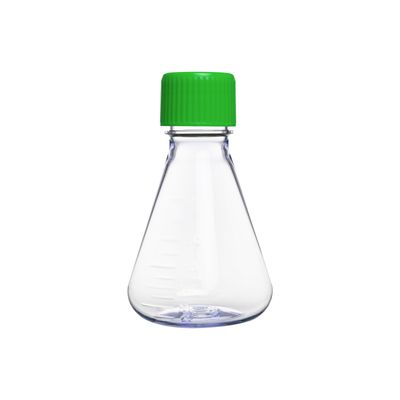 250mL Erlenmeyer Shake Flask, Vent Cap (Green), 0.22mm PTFE Membrane Filter, Flat Bottom, 1 Pc/Bag, 24 Bags/Case