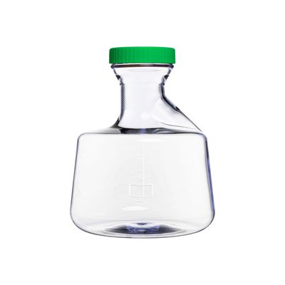 5L Erlenmeyer Shake Flask, Vent Cap (Green), 0.22mm PTFE Membrane Filter, Flat Bottom, 1 Pc/Bag, 24 Bags/Case