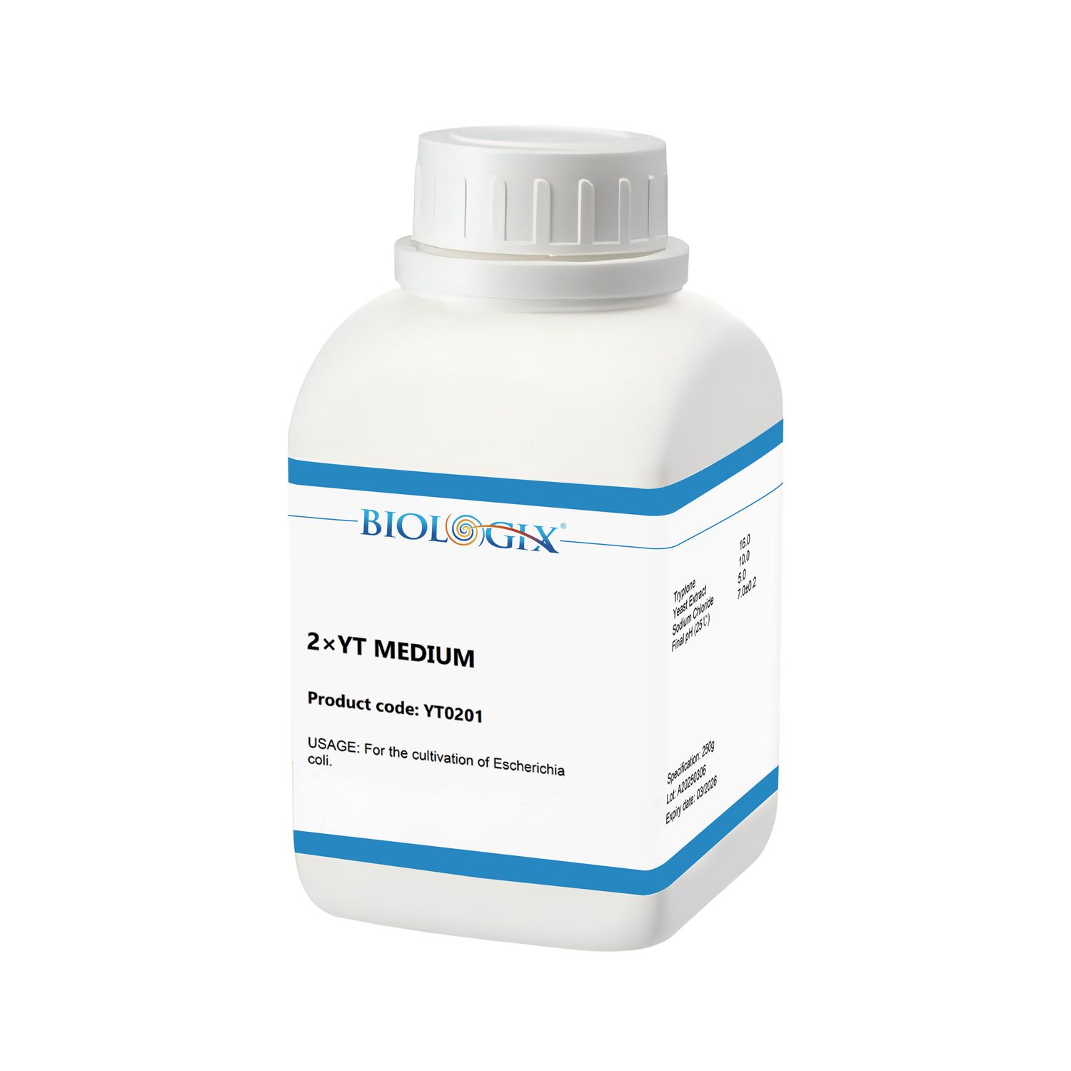 Biologix® 2×YT Medium, 250g/Bottle, 10 Bottles/Case