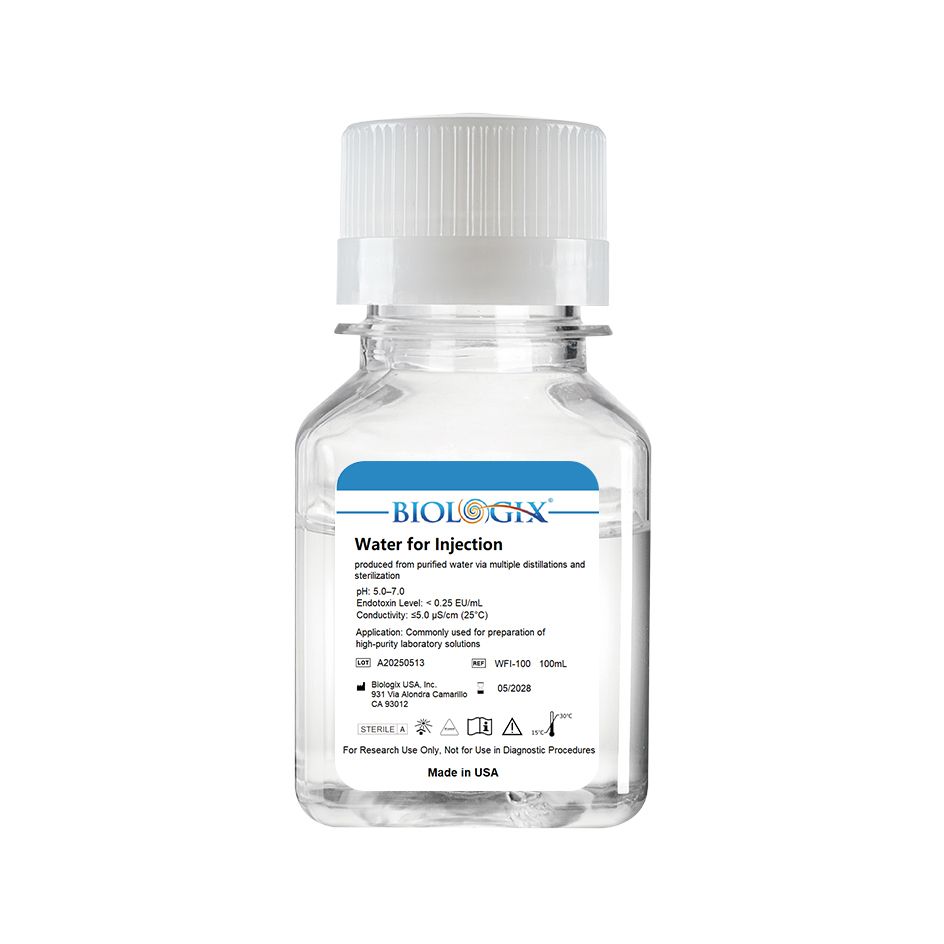 Biologix® Water for Injection(WFI), Sterile, 100mL/ Bottle, 20 Bottles/Case