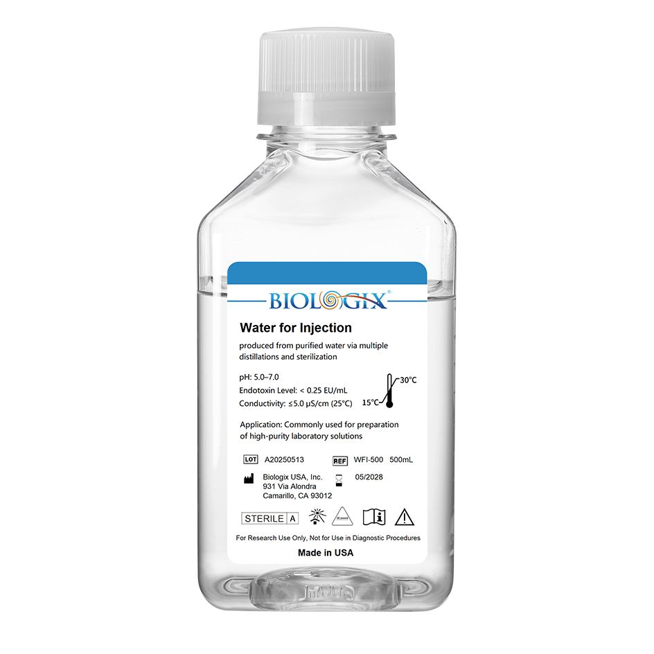 Biologix® Water for Injection(WFI), Sterile, 500mL/ Bottle, 10 Bottles/Case