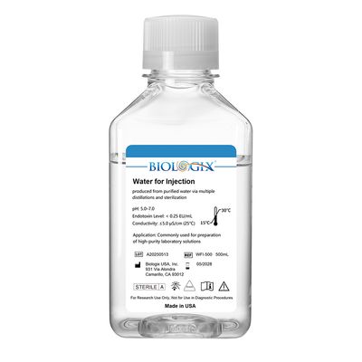 Biologix® Water for Injection(WFI), Sterile, 500mL/ Bottle, 10 Bottles/Case