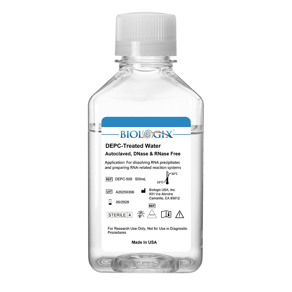 Biologix® DEPC-Treated Water (DNase, RNase free), Sterile, 500mL/ Bottle, 10 Bottles/Case