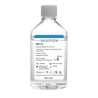 Biologix® PBS Buffer (10×), pH7.4, Sterile, 1000mL/ Bottle, 6 Bottles/Case