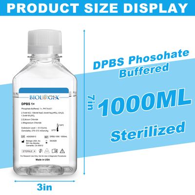 Biologix® DPBS Buffer (without Ca2+&amp;Mg2+) (1×), pH7.4, Sterile, Low Endotoxin, 1000mL/ Bottle, 6 Bottles/Case