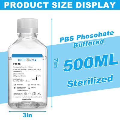 Biologix® PBS Buffer (10×), pH7.4, Sterile, 500mL/ Bottle, 10 Bottles/Case