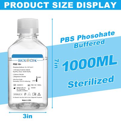 Biologix® PBS Buffer (10×), pH7.4, Sterile, 1000mL/ Bottle, 6 Bottles/Case
