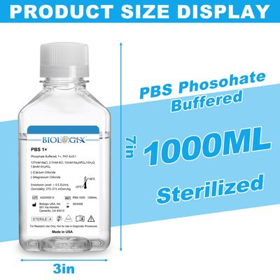 Biologix® PBS Buffer(1×),  pH7.4, Sterile, Low Endotoxin, 1000mL/Bottle, 6 Bottles/Case