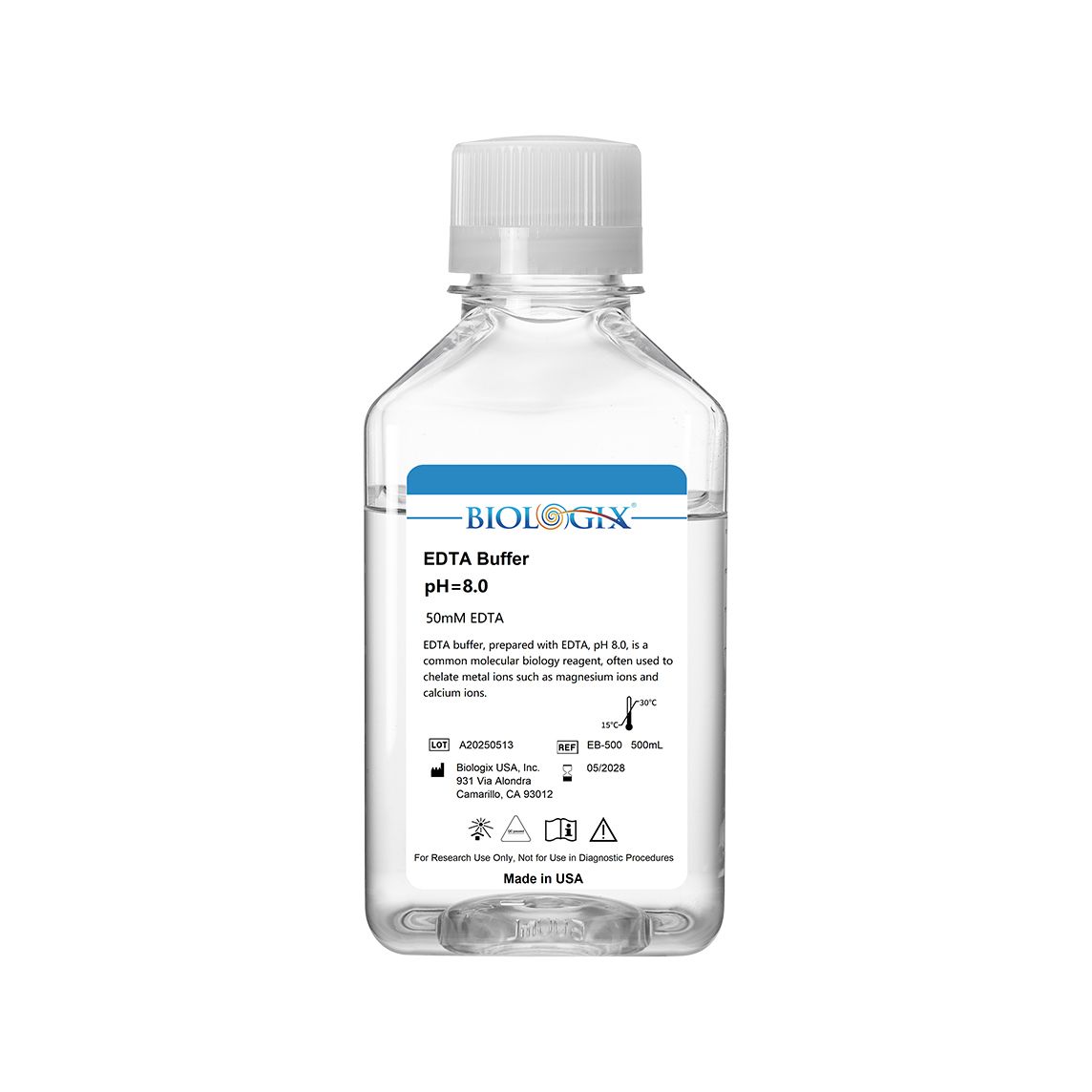 Biologix® EDTA Buffer, PH8.0, 500mL/ Bottle, 10 Bottles/Case