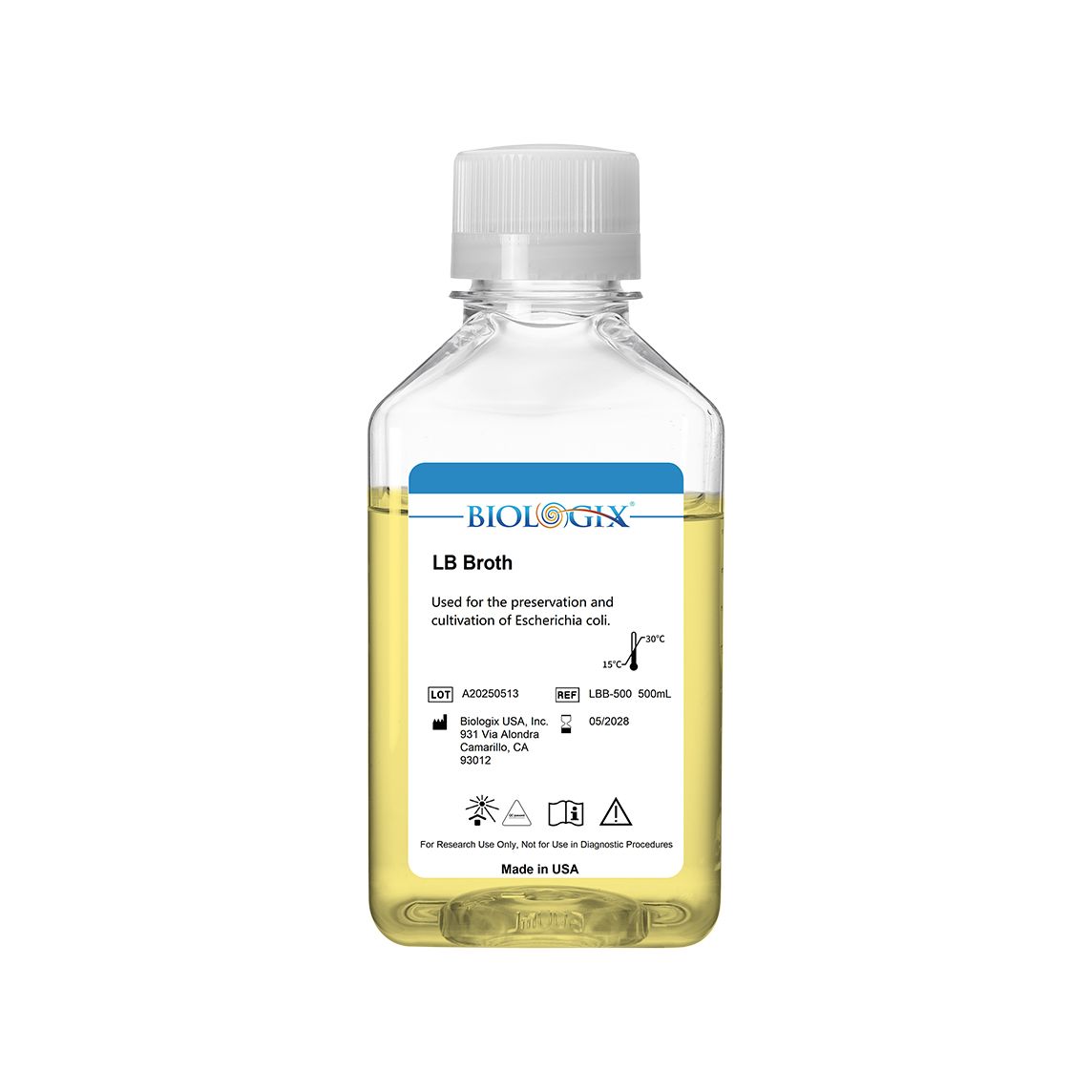 Biologix® LB broth Medium, Sterile, 500ml/Bottle, 10 Bottles/Case