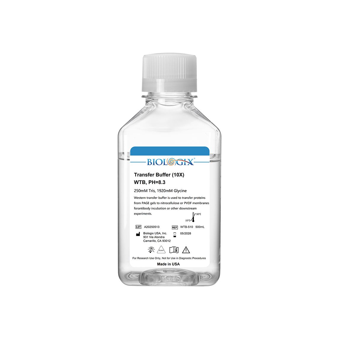 Biologix® Western Transfer Buffer (10×), PH8.3, 500mL/ Bottle, 10 Bottles/Case