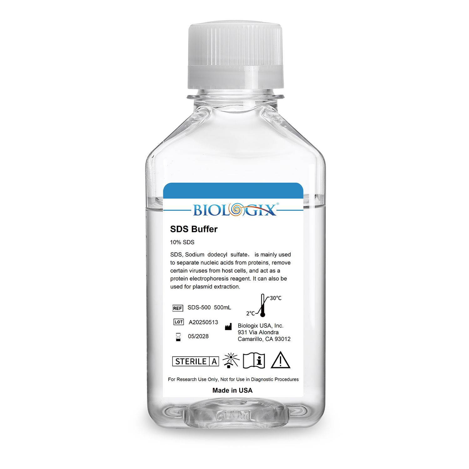 Biologix® SDS ( Sodium dodecyl sulfate ) Buffer, 500mL/ Bottle, 10 Bottles/Case