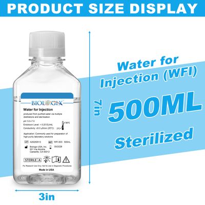 Biologix® Water for Injection(WFI), Sterile, 500mL/ Bottle, 10 Bottles/Case