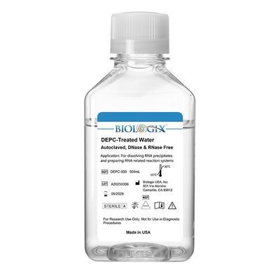 Biologix® DEPC-Treated Water (DNase, RNase free), Sterile, 500mL/ Bottle, 10 Bottles/Case