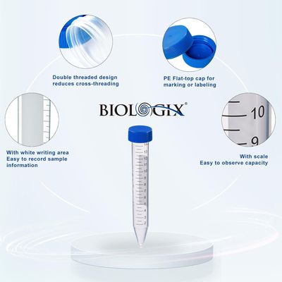 Biologix® 5 Cases of 15 mL Conical Centrifuge Tubes + 1 Centrifuge, Plug Seal/Flat Top, Rack/Bulk Package